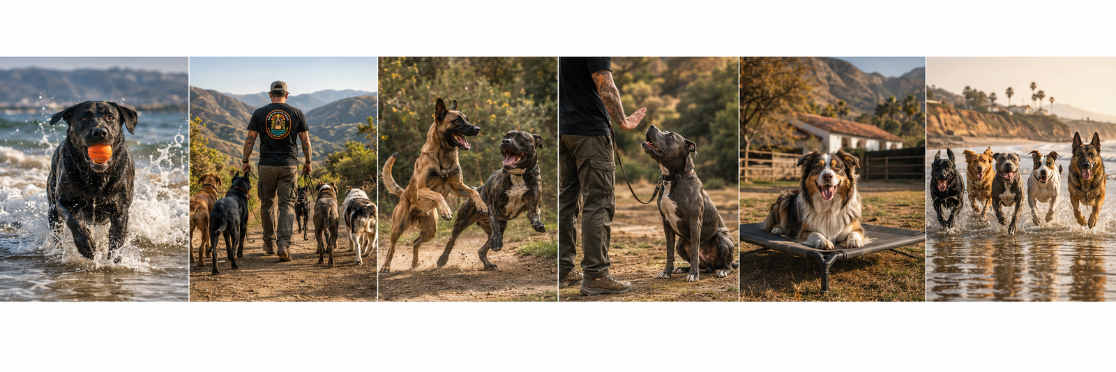 Dogs enjoying real-world training and outdoor adventures